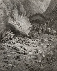 Die Armee des Zweiten Kreuzzugs findet die Überreste der Soldaten des Ersten Kreuzzugs, Illustration aus 